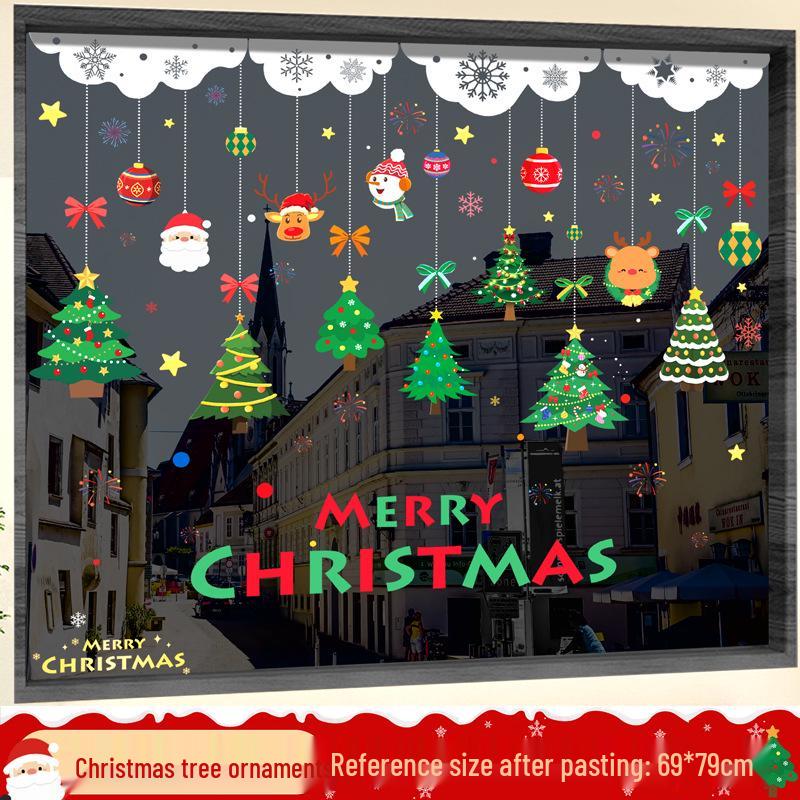 Christmas Static Cling Glass Stickers: Festive Room Decorations and Scene Arrangements.