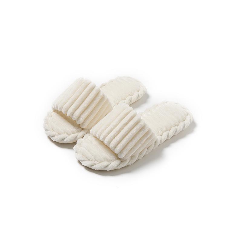 

Striped open cotton slippers ins fluffy slippers comfortable and simple home plush slippers 40-41