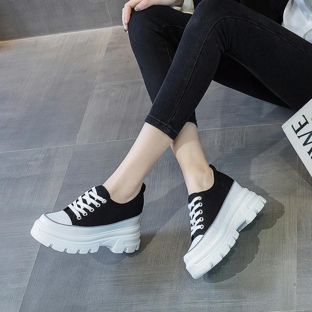Woman Casual Shoes Platform Sneakers Autumn New Thick Soled Round Toe Casual Sports Shoes Inner Height Increasing Women's Shoes