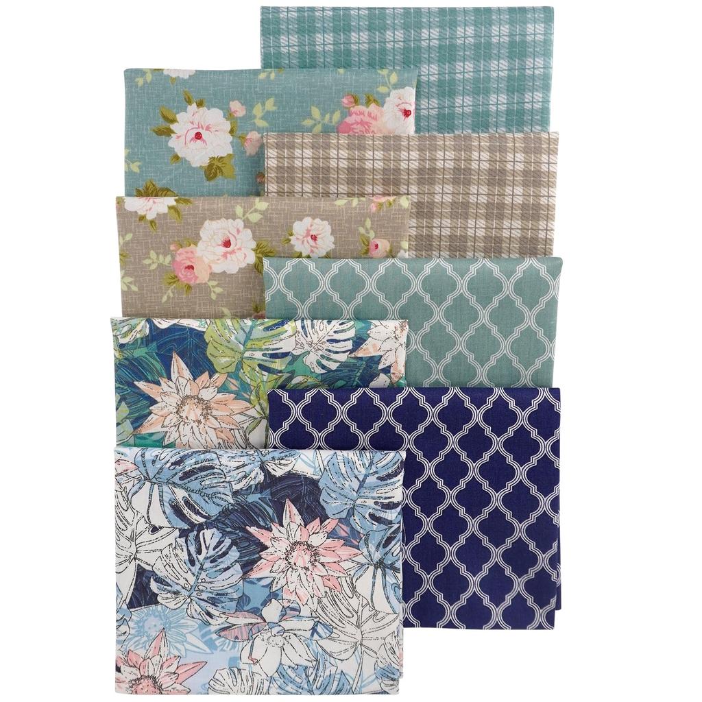 Set of 8 Floral Print Cute for DIY 46x56cm Fabric, Scraps, Crafts,