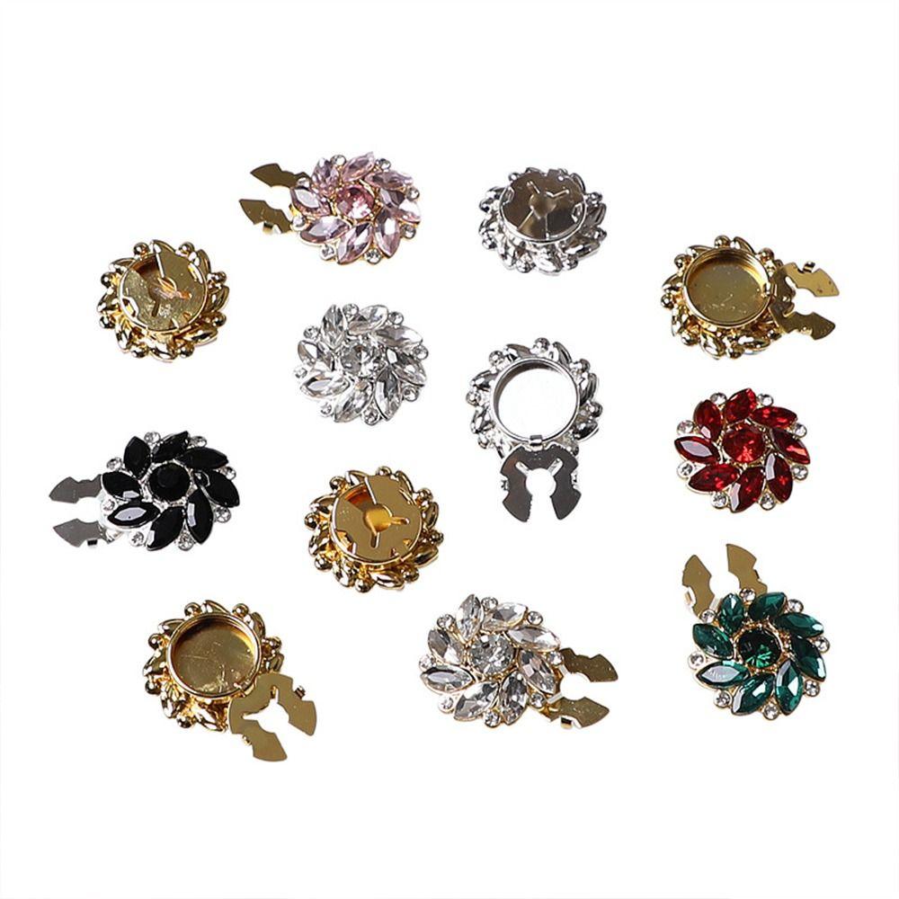 1 Stück DIY Nähen Perlenblumen-Knopfhüllen Goldene Basislegierung Hemdknopf-Clip Abnehmbarer Clip-On Handgewebt
