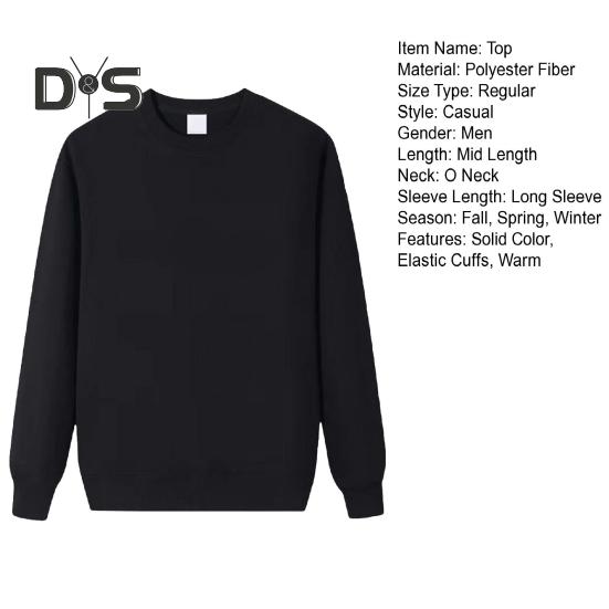 Outono Inverno Homens Top O Neck Solto Cor Pura Punhos Elásticos Pulôver Comprimento Médio Esporte Uso Diário Escola Moletom