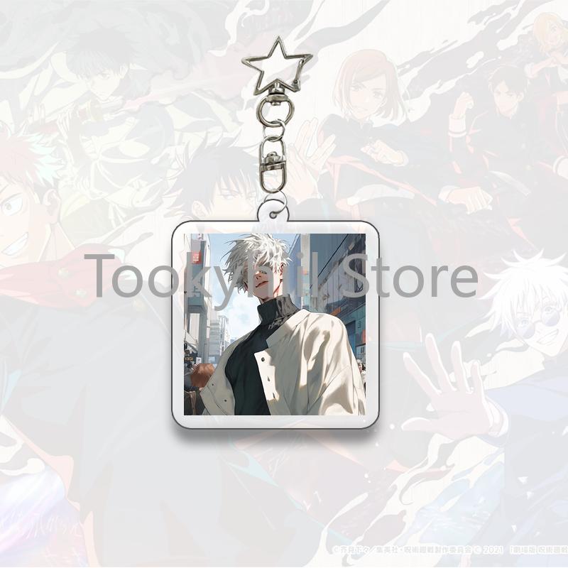 Gojo Satoru Square Keychain Boyfriend Exquisite Backpack Anime Figure Decorate Pendant Cartoon Itadori Yuji Collect Accessories