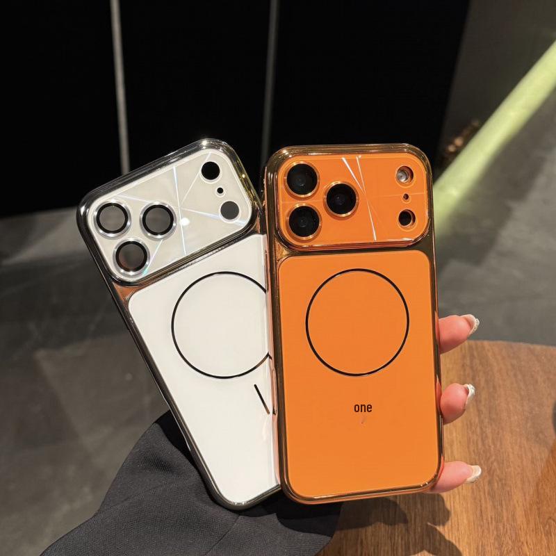 Compatible with iPhone 17 Pro Max: Plated Phone Case, Large Window, Laser Magnetic, Protective for Apple 16/15 Pro.