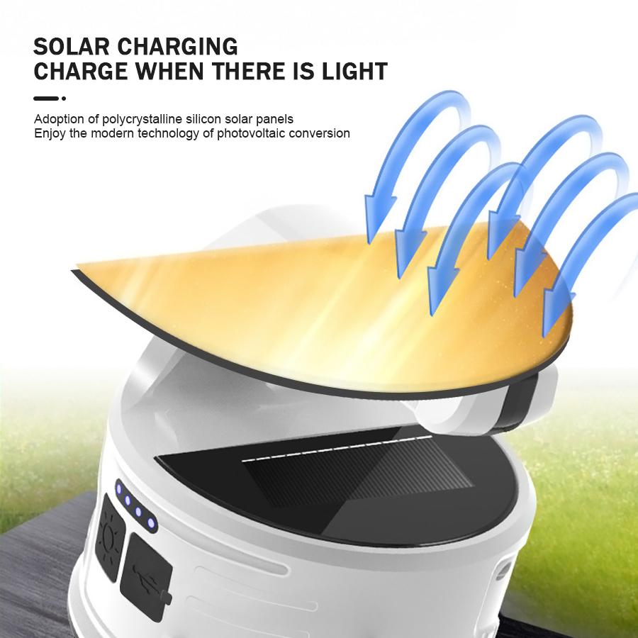 Multifunctional LED Solar Camping Light Outdoor Solar Charging Lantern Stepless Dimming Waterproof Camping Hanging Tent Lamp