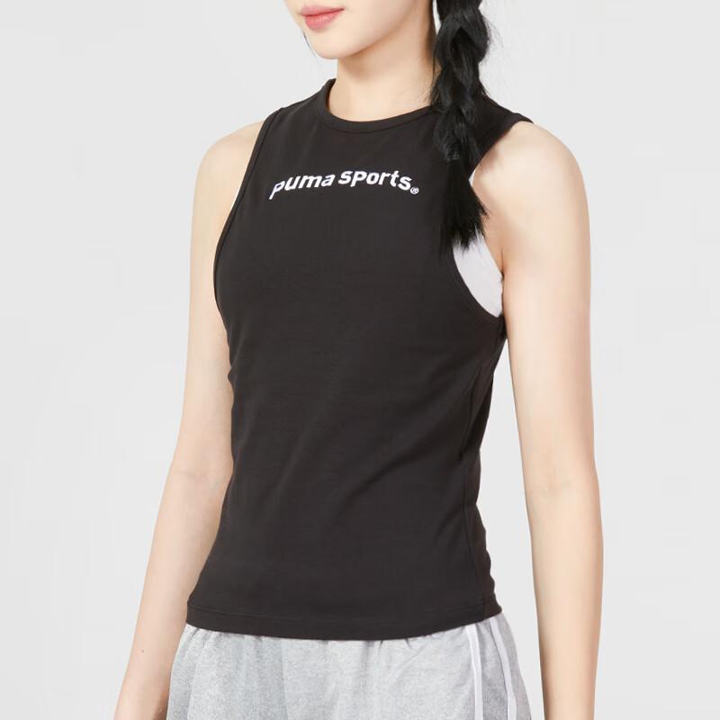Puma Letter Print Slim Fit Sports Sleeveless Tank Top Women Tops Black 622575-01