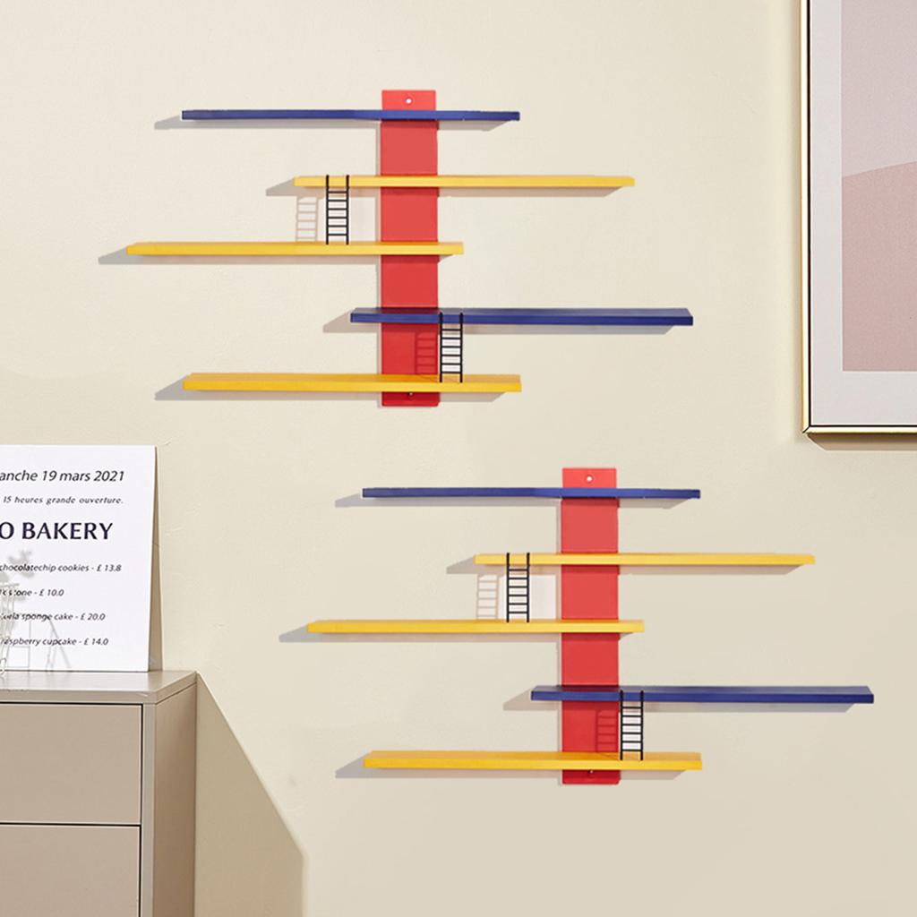 Figure Toy Display Stand Set Wall Mounted Handwork Doll Floating Shelves DIY Colorful Display Rack Ladder Mounted Storage Rack