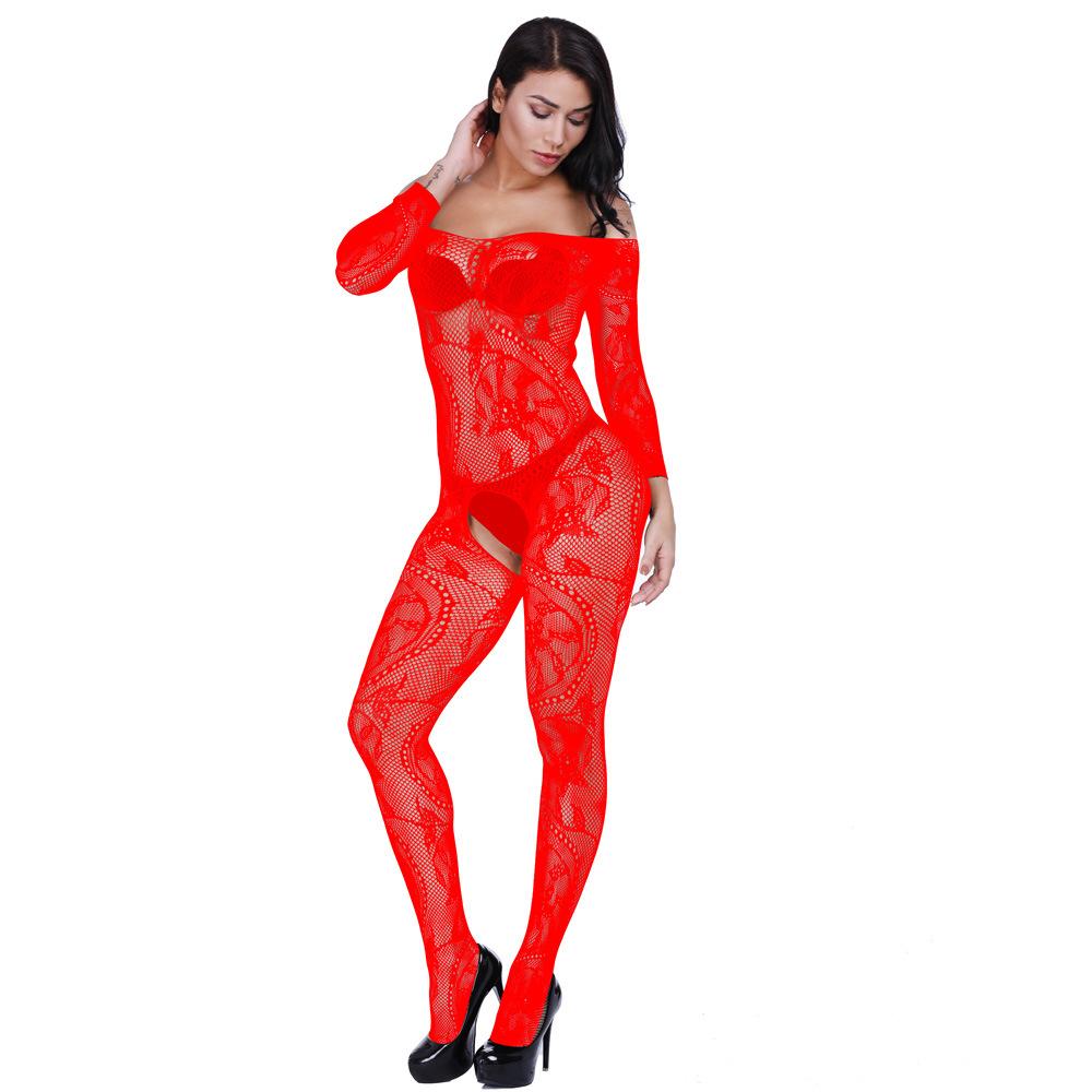 Sexy underwear online sexy one-piece, neck-hanging one-piece stockings, open-ended hollowed out on all sides