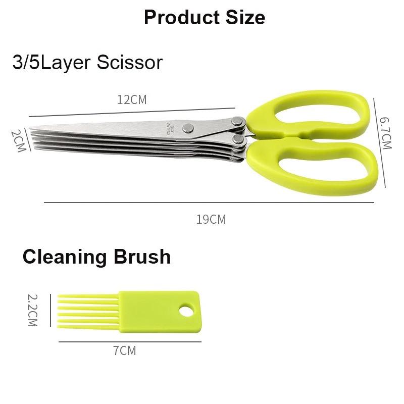 Çok katmanlı mutfak makası soğan makası paslanmaz çelik sebze kesici yeşil soğan ot Laver makas mutfak aksesuarları