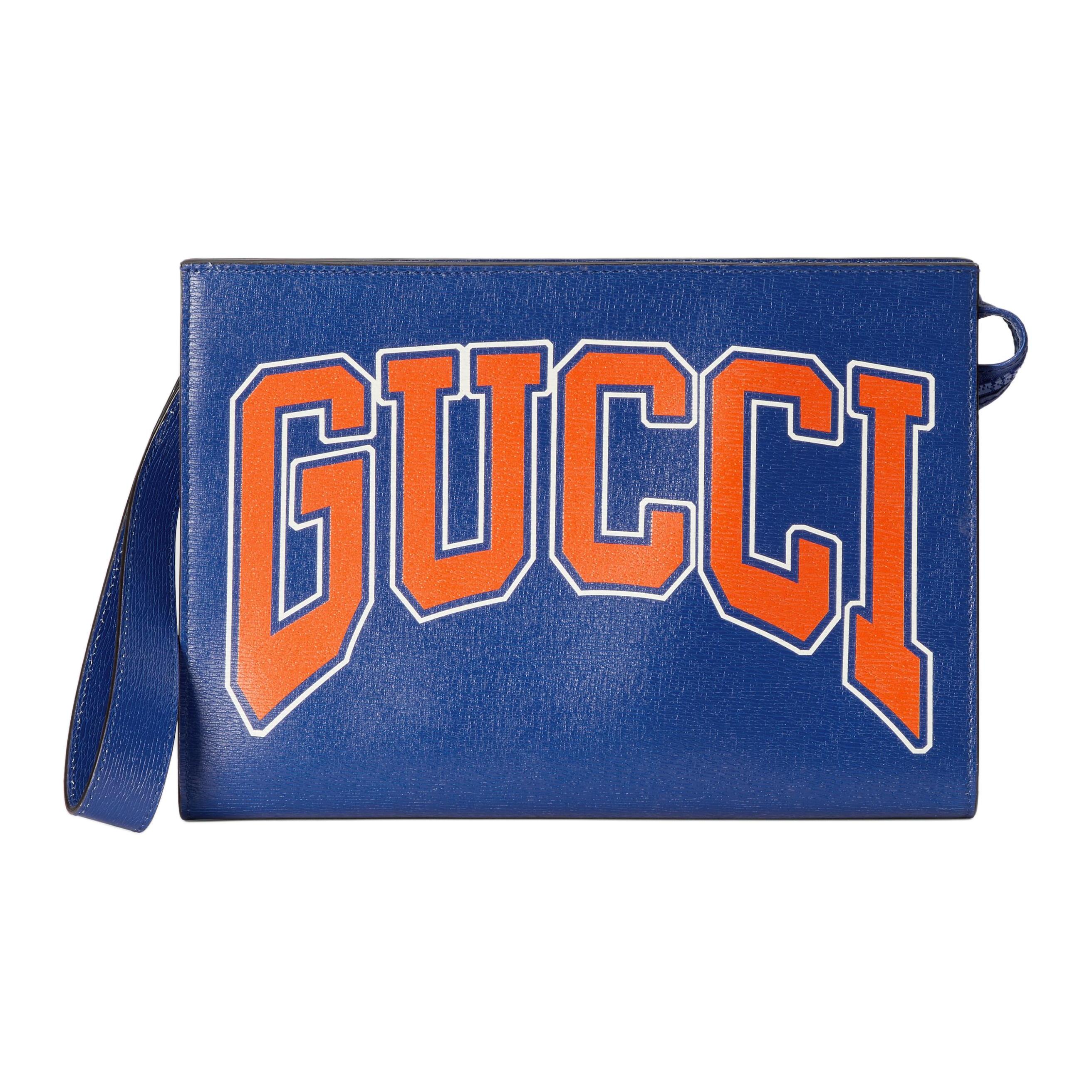 

Gucci Chinese New Year Series Letter Printing Zipper Closure Leather Handbag Men S Blue Gift Set(Basic Set+Box+Shopping Bag) синій