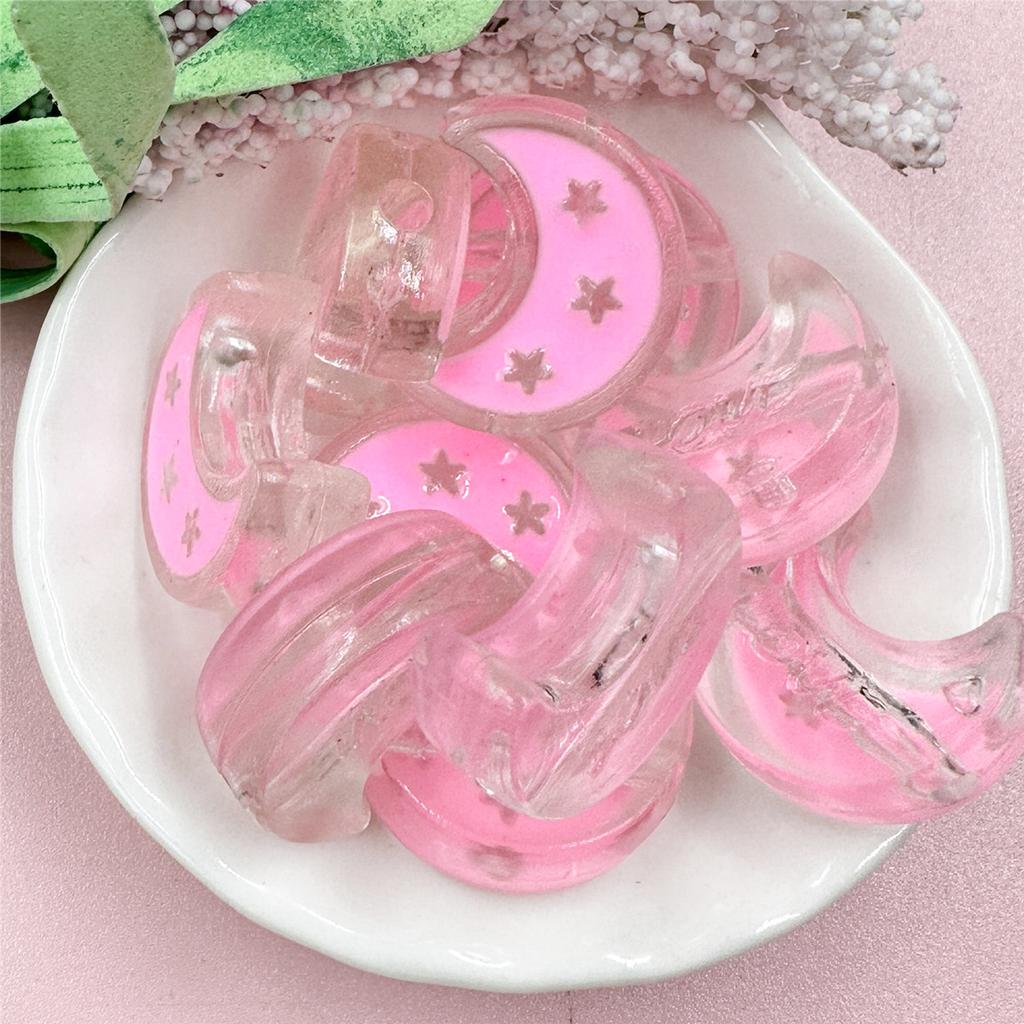 10PCS 20.8*24.8mm Acrylic Transparent Curved Moon Star Loose Beads DIY Mobile Phone Chain Jewelry Accessories