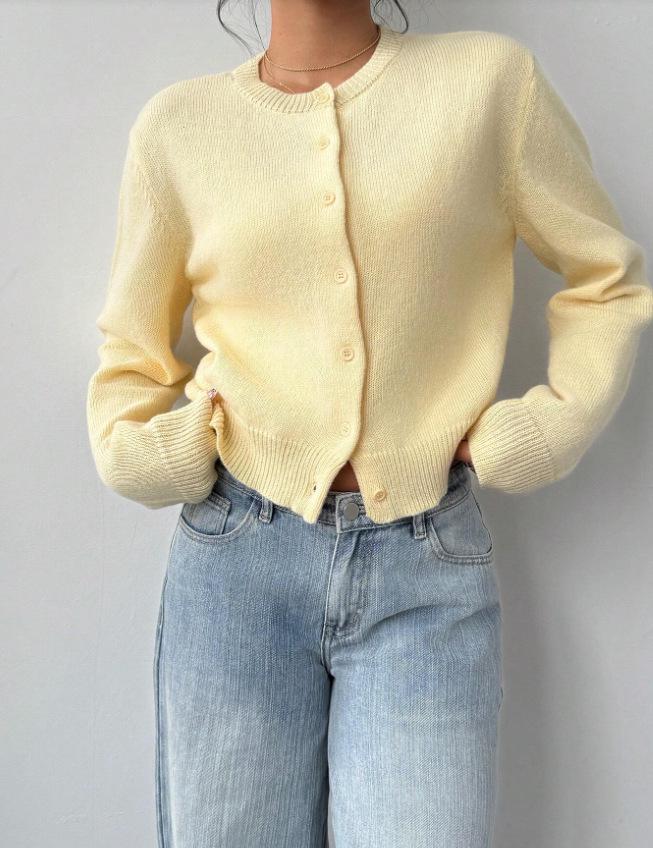 Women's Long Sleeve Knit Cardigan - Soft, Short, Loose, Slimming Autumn/Winter 2025