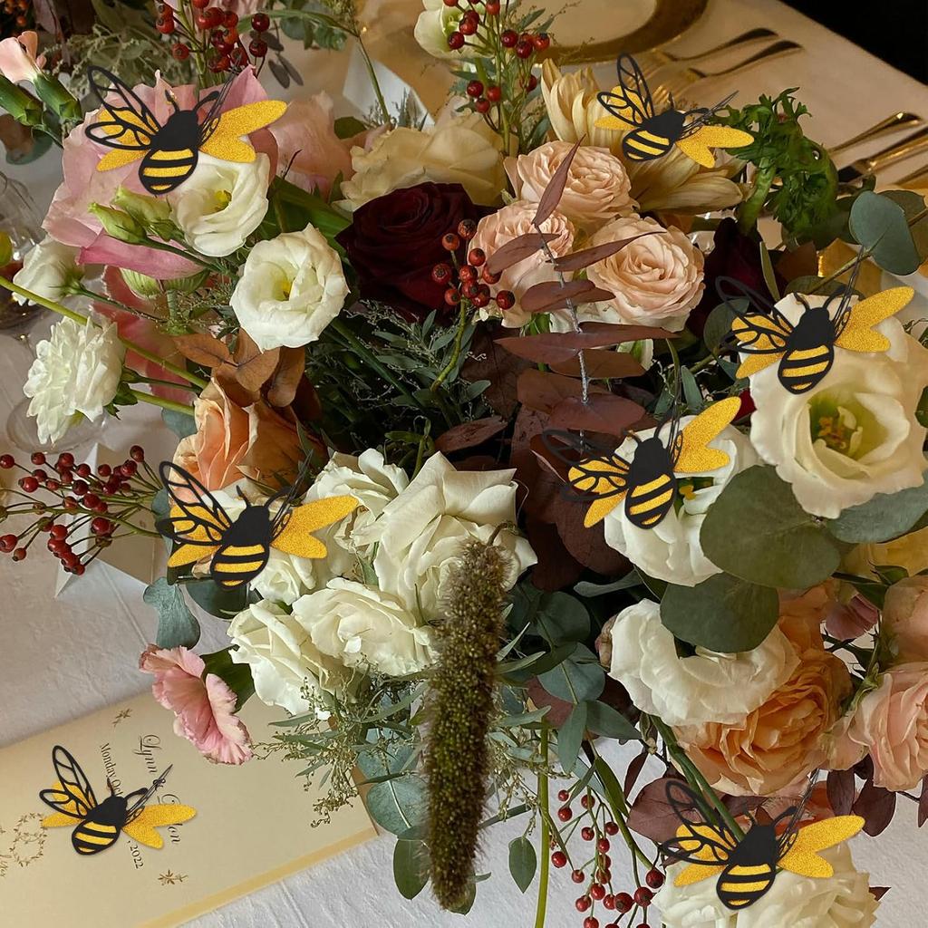 36 Pcs 3D Bee Stickers for DIY Carfts 2 Sizes Tiny Bee Wall Decor for Party Home Office Fridge Windows Decorations Charms Pendants