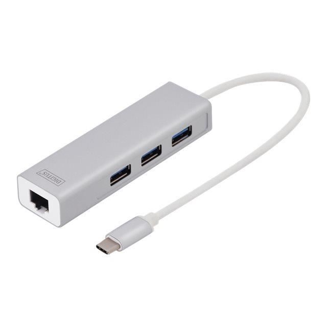 Station d'accueil USB-C - DIGITUS - Modèle GigE - 3 ports USB 3.0 - Gigabit Ethernet - Plug-and-Play
