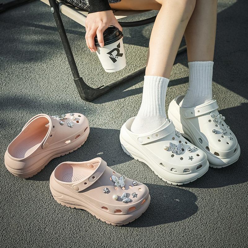 Hole Shoes Women's Summer New Outdoor Wear Heightened Platform Garden Shoes Non-slip Beach Shoes Bag Head Cool Slippers Women's Shoes