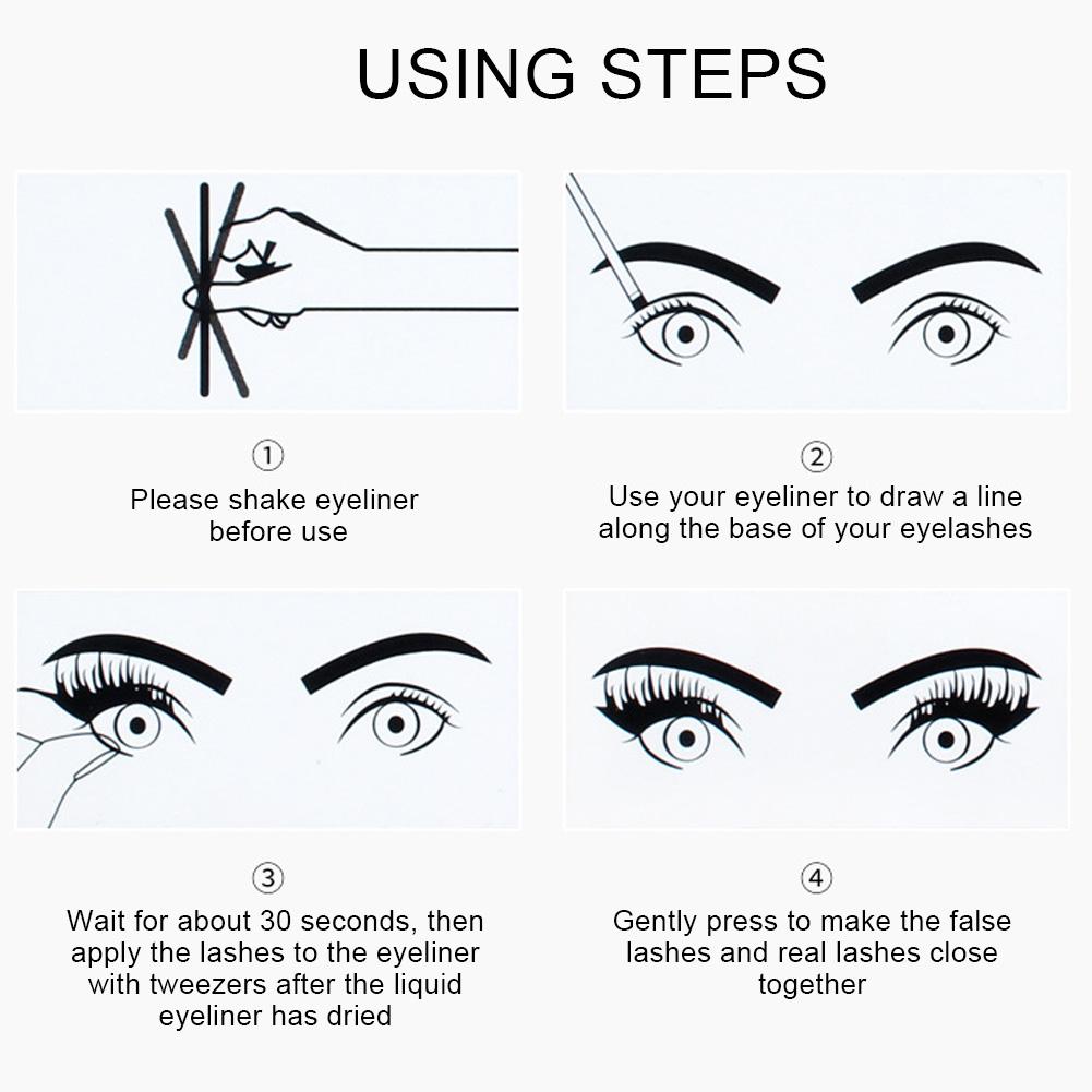 3 Pairs False Eyelashes Liquid Eyeliner Tweezers Set Waterproof Eye Makeup Tools3D-03