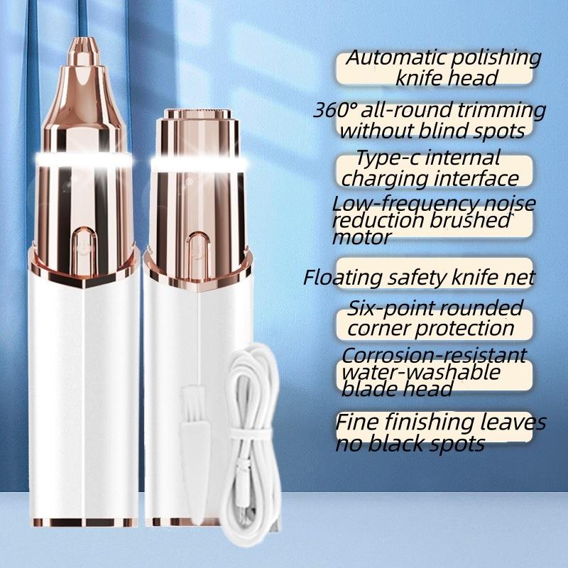 2-in-1 Electric Eyebrow Trimmer & Hair Remover for Women - Lipstick-Shaped Portable Eyebrow Razor, Precision Eyebrow Grooming Tool