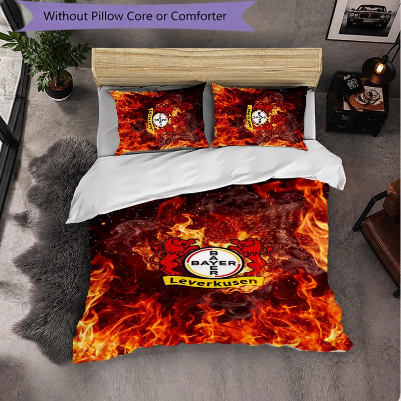 Set Biancheria da Letto Calcio Bayer Leverkusen 3 Pezzi Morbido Copripiumino con Federe Set Decorazione Camera da Letto per la Casa