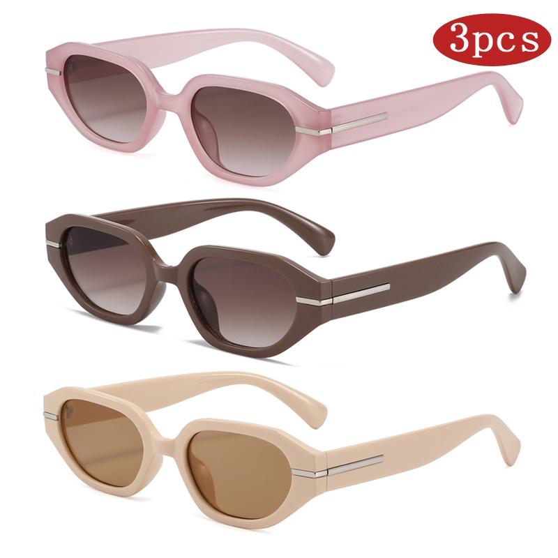 1 3pcs Square Thick Frame Sunglasses Women Men Retro Colorful UV400 Outdoor Sport Driving Wide Leg Glasses