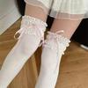 Stockings Women Japanese Style Solid Color Long Socks Thigh High Stockings Sweet Girls Lolita Lace Ruffle Socks Thigh High Socks