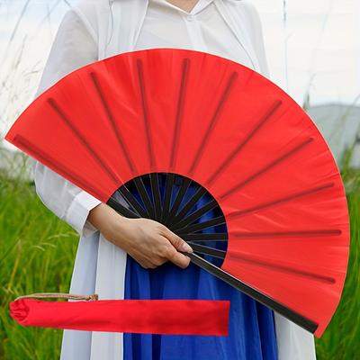 Tai Chi Kung Fu Tanzfächer zum Valentinstag – Hochwertige rote Nylonmischung mit Bambusrippen, schnappender Kampfsportfächer aus Kunststoff