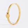 Meier Titanium Steel Bracelet for Women - French Letter Double Heart Bangle