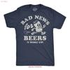 Herren Lustiges T-Shirt Schlechte Nachrichten für Biere Ich bin aufgewacht Sarkastisch Trinken vintage Gewaschen Lässig Bequem grafisch Mode Vielseitig
