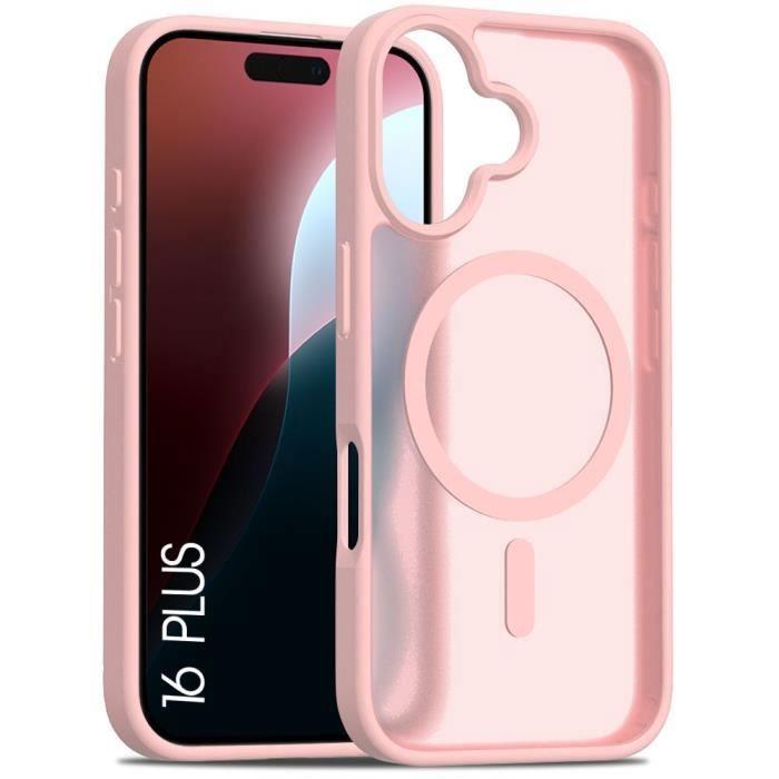 Coque de protection - BOOLING - iPhone 16 Plus - Silicone et PC - Antichoc - Rose translucide