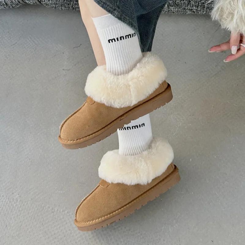 Women's Snow Boots 2024 New Plush Warm Winter Suede Design Women's Ankle Boots Comfortable Thick Sole Casual Slip-on Botas Mujer