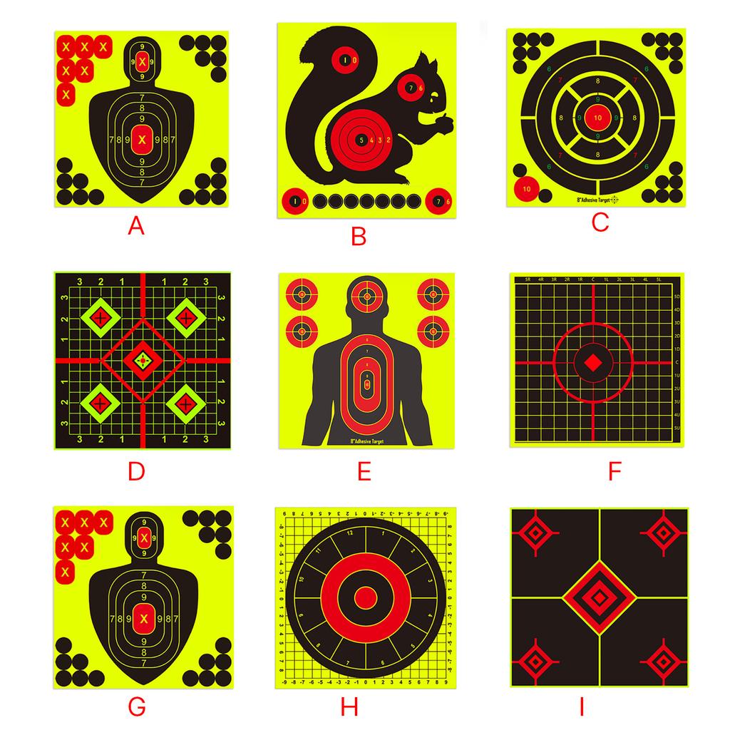 6 Sheets Shooting Adhesive Sticker Zone Targeted Paper Archerys Paper Targets Shooting Self-Adhesive Splatter Targets
