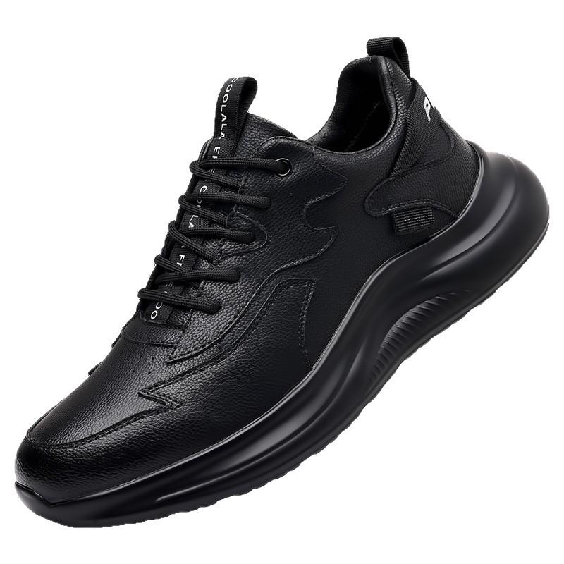 Autumn and winter new men's leather shoes sports and leisure board shoes men's Korean version of platform running shoes