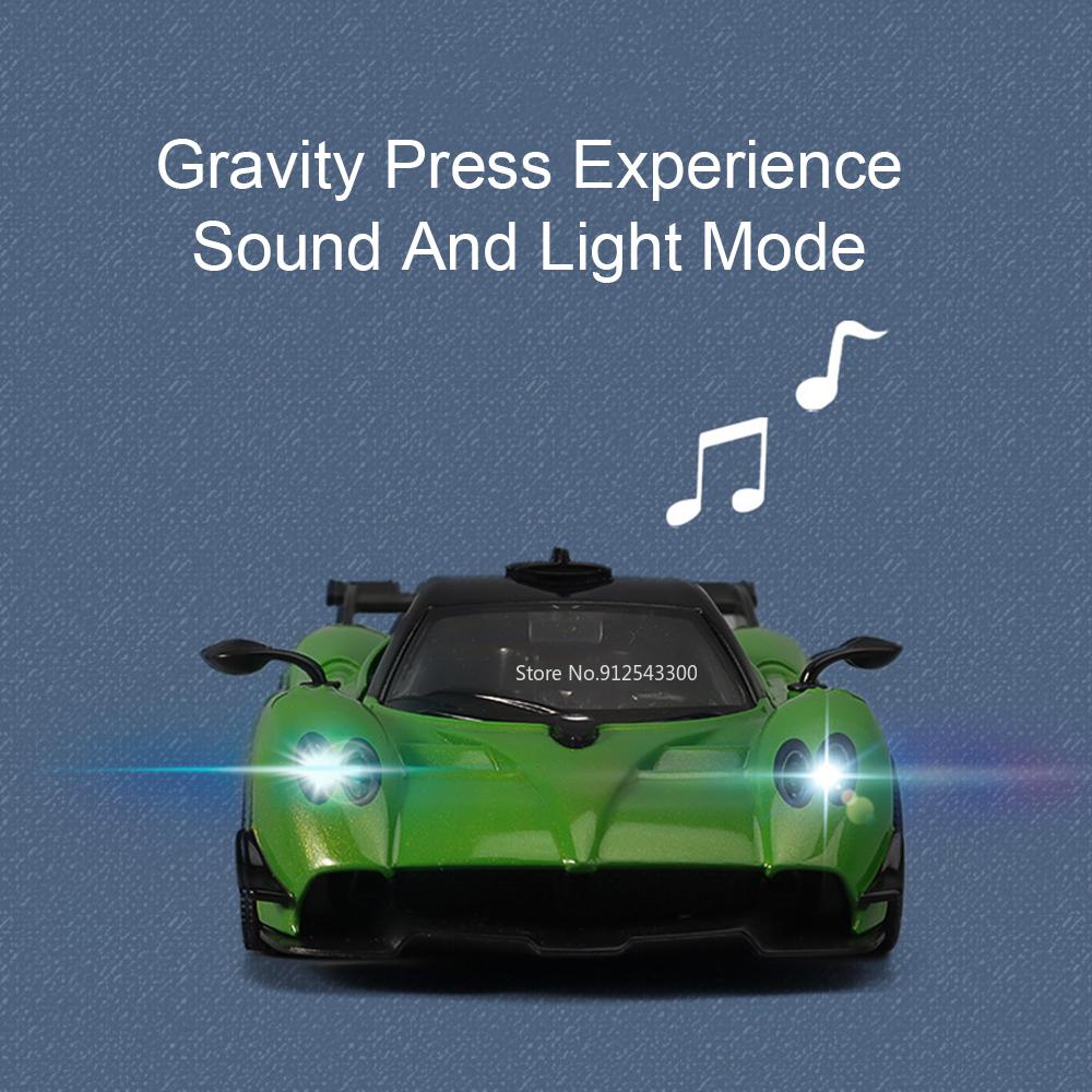 1:32 Scale Huayra R GT3-RS Sports Car Model Toy Sound Light Pull Back Doors Opened Racing Cars Models Hobby Ornaments Gifts