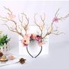 Flower Crown Hair Wreath Deer Antlers Headbands Reindeer Headdress Floral Headwears Holiday Wedding Photo Props