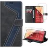 Case and Tempered Glass - Xiaomi - Redmi Note 13 Pro 4g - Leather Effect - Foldable - Navy Blue-black