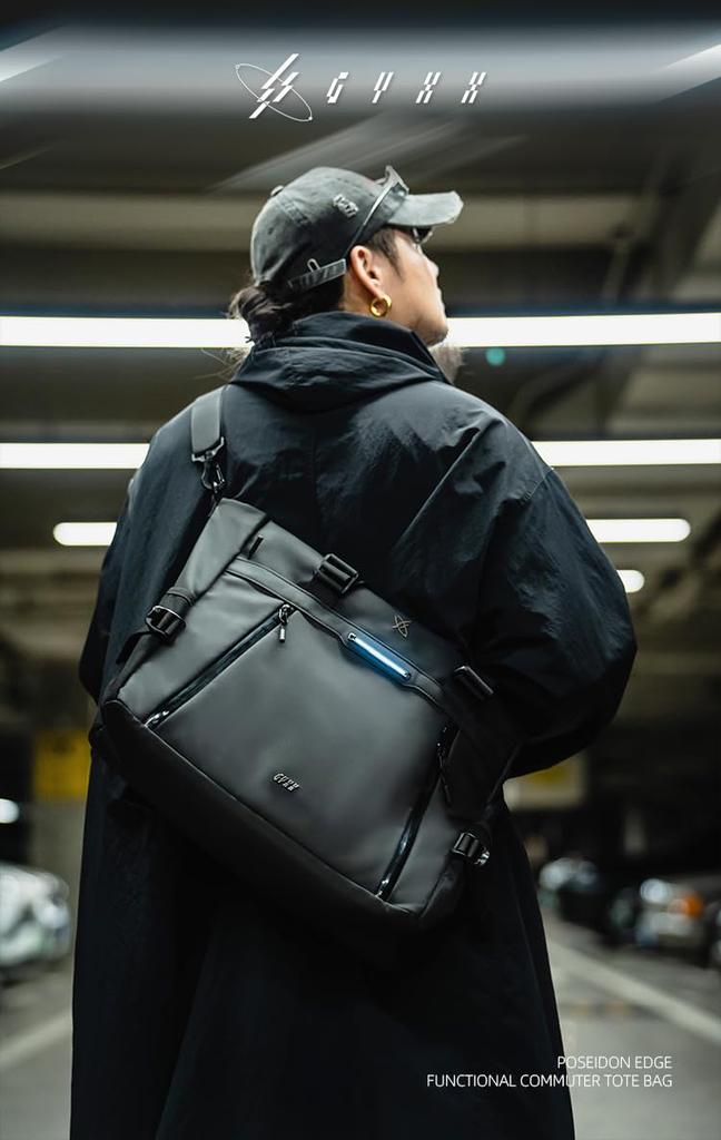 GYXX Poseidon Edge Herren-Tragetasche, Umhängetasche, Handtasche und Aktentasche (Schwarz Regular + Kameratasche) 2025
