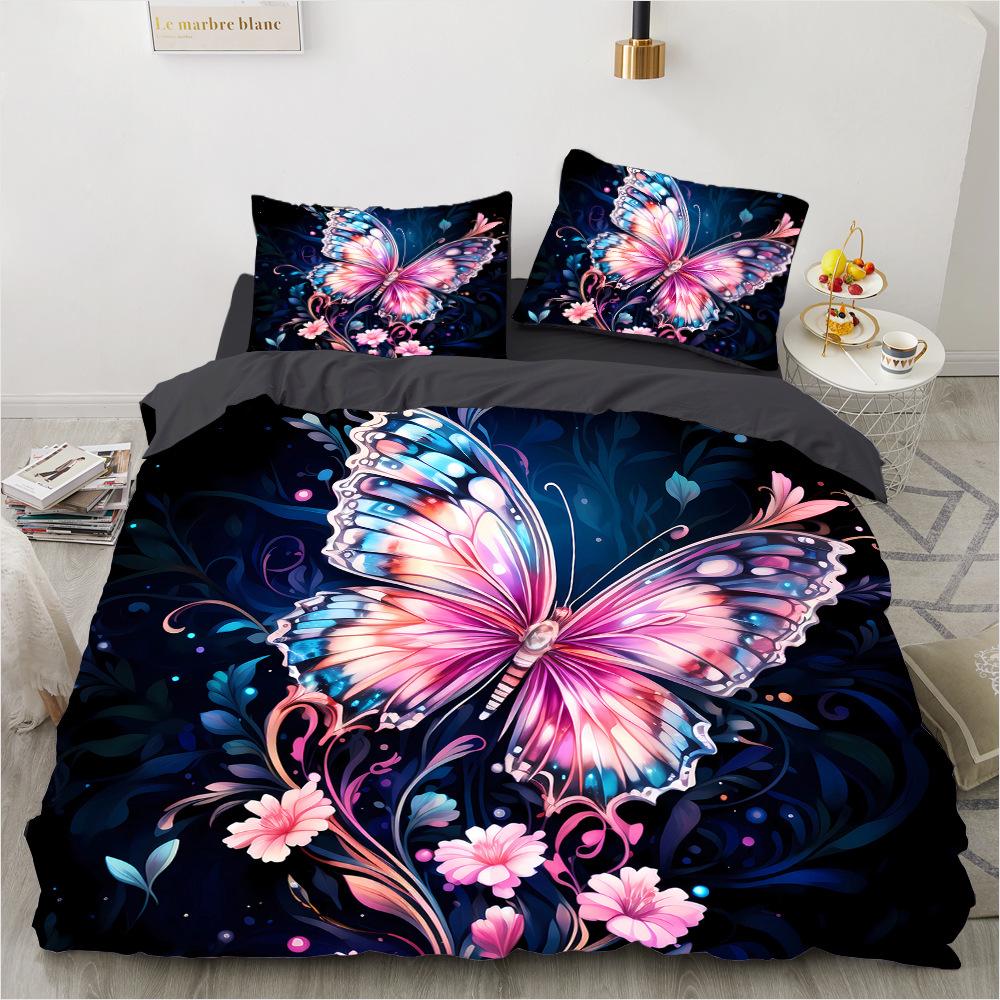 Bettwäsche-Set Digitaldruck Bequeme Bettbezüge für Wohnzimmer Schlafzimmer Dekoration, 1 Bettbezug und 2 Kissenbezüge mit Reißverschlüssen