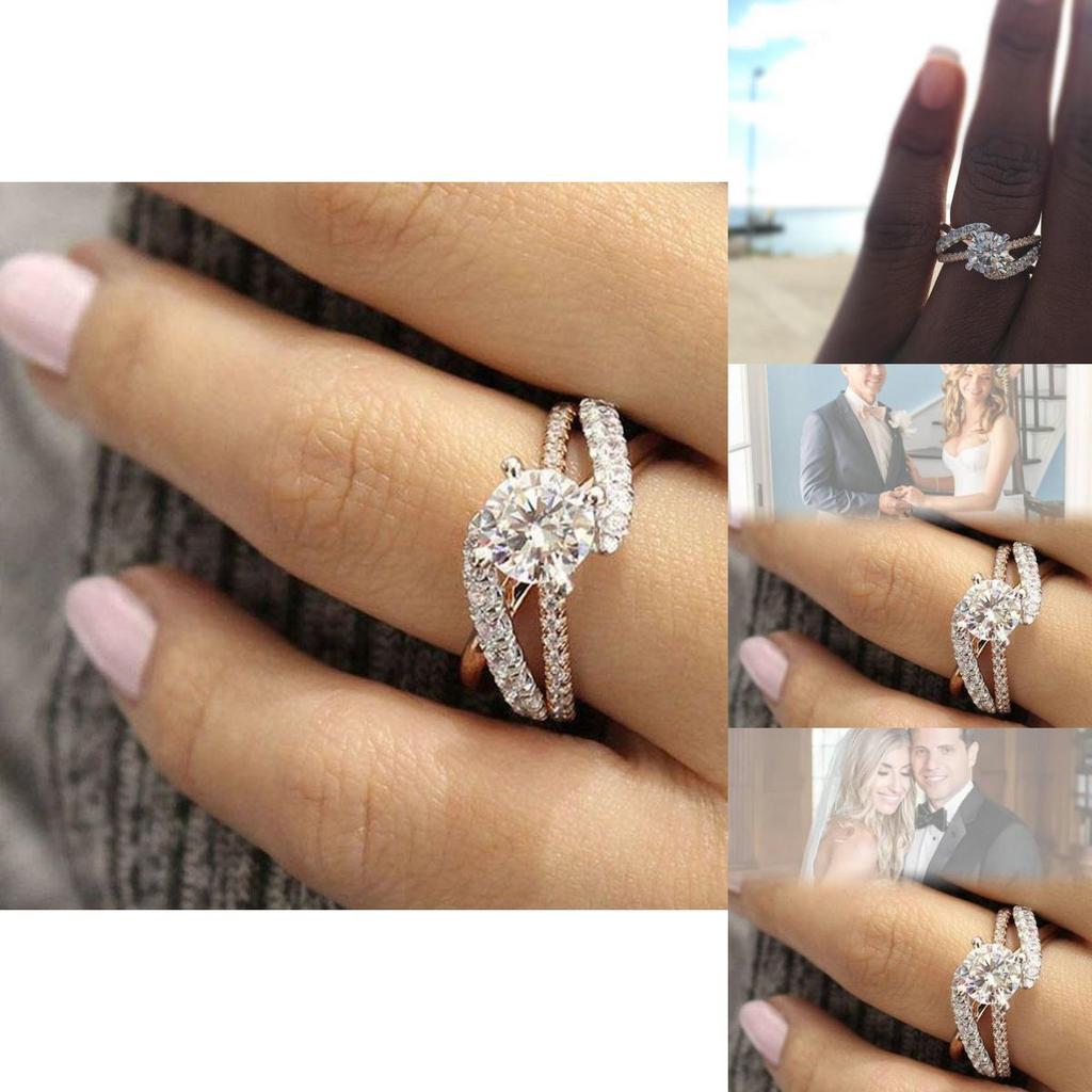 Elegant Rose Gold Zirconia Ring For Women Holiday Gift Fashionable Jewelry