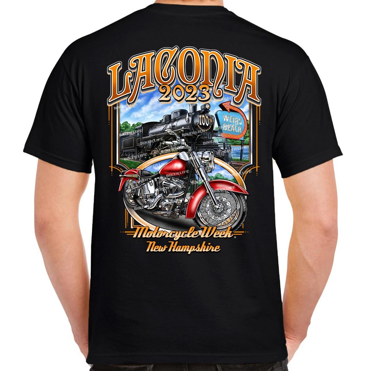 

2025 Laconia Motorcycle Week Black Train TShirt S
