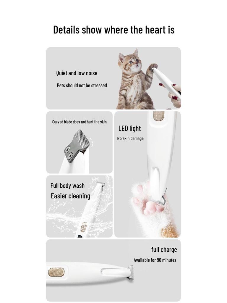 Silent Electric Pet Hair Clipper & Trimmer for Cats and Dogs