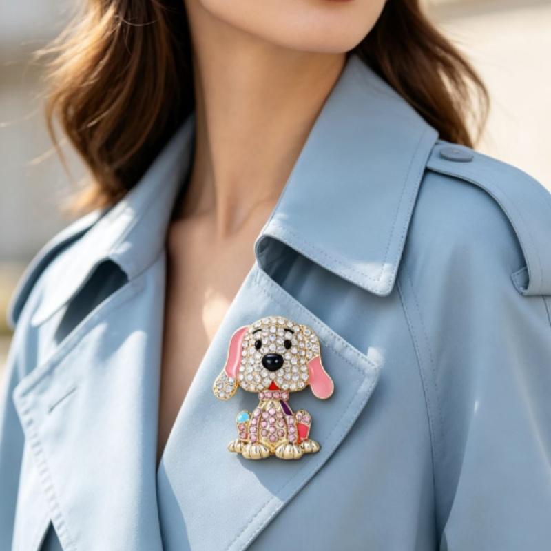 Cute Dog Brooches With Sparkling Plastics Enamel Details For Daily Wear Gifts For Dog Lovers Accessory