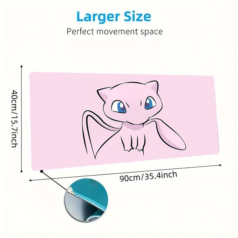 Mew Mouse Pad, Large Gaming Desk Mat, Non-slip XXL Mousepad for Laptop & Tablet, Mini PC Playmat with Stitched Edges