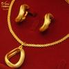 24K Gold Alloy Two-Piece Jewelry Set Indian Dubai Wedding Accessories Sand Gold Twisted Geometric Necklace Earrings for Unisex