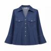 Ggpx New York Collar Neck Chalan Denim Button Shirt Gq8sh046f