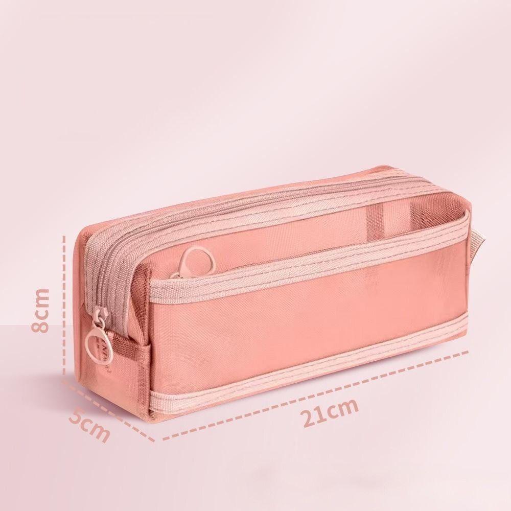 Transparent Pen Bag Mesh Stationery Organizer Portable Pencil Case School Office