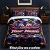 Monster Truck Theme Custom Text Or Name 3Pcs Bedding Set,1 Flat Sheet & 2 Pillowcases Personalized Home Bedding