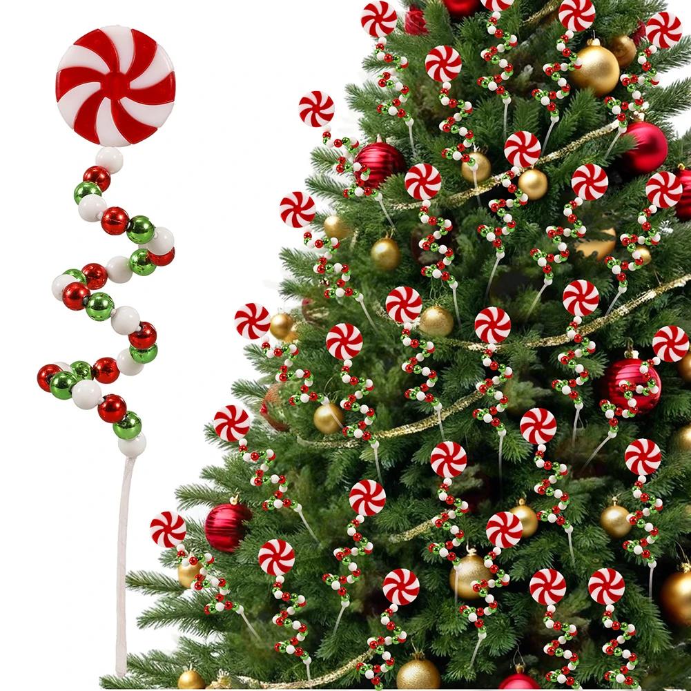 Christmas Tree Pick Spiral Candy Cane Pinwheel Colorful Decorative Pick DIY Christmas Decor Modern Christmas