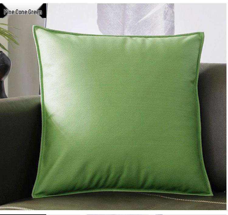 Luxury Retro Faux Leather Pillow Cover with Lychee Pattern - Soft Headboard, Office Cushion, Sofa Throw.