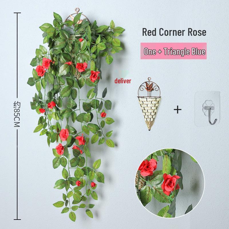 Decorazione con Rampicante di Rose da Appendere a Parete per Interni - Cesto di Fiori Artificiali per Soggiorno