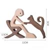 Nordic puppy family wooden ornaments handicrafts creative desktop puppy family decoration pet commemorative ornaments
