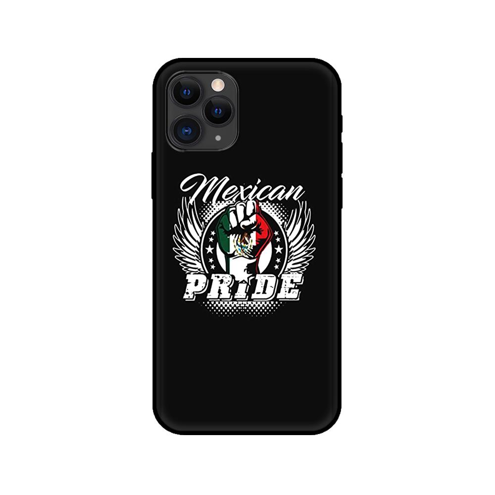 Black Tpu Case for Iphone 5 5s Se 2020 6 6s 7 8 Plus X 10 XR XS 11 12 Mini Pro MAX Back Cover Mexico Flag Emblem